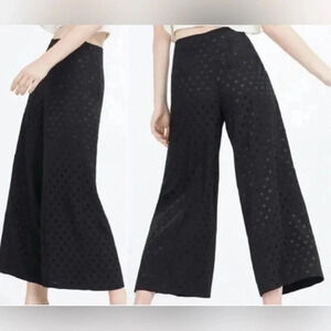 ZARA WIDE LEG PANT WITH BLACK ON BLACK POLKA DOT